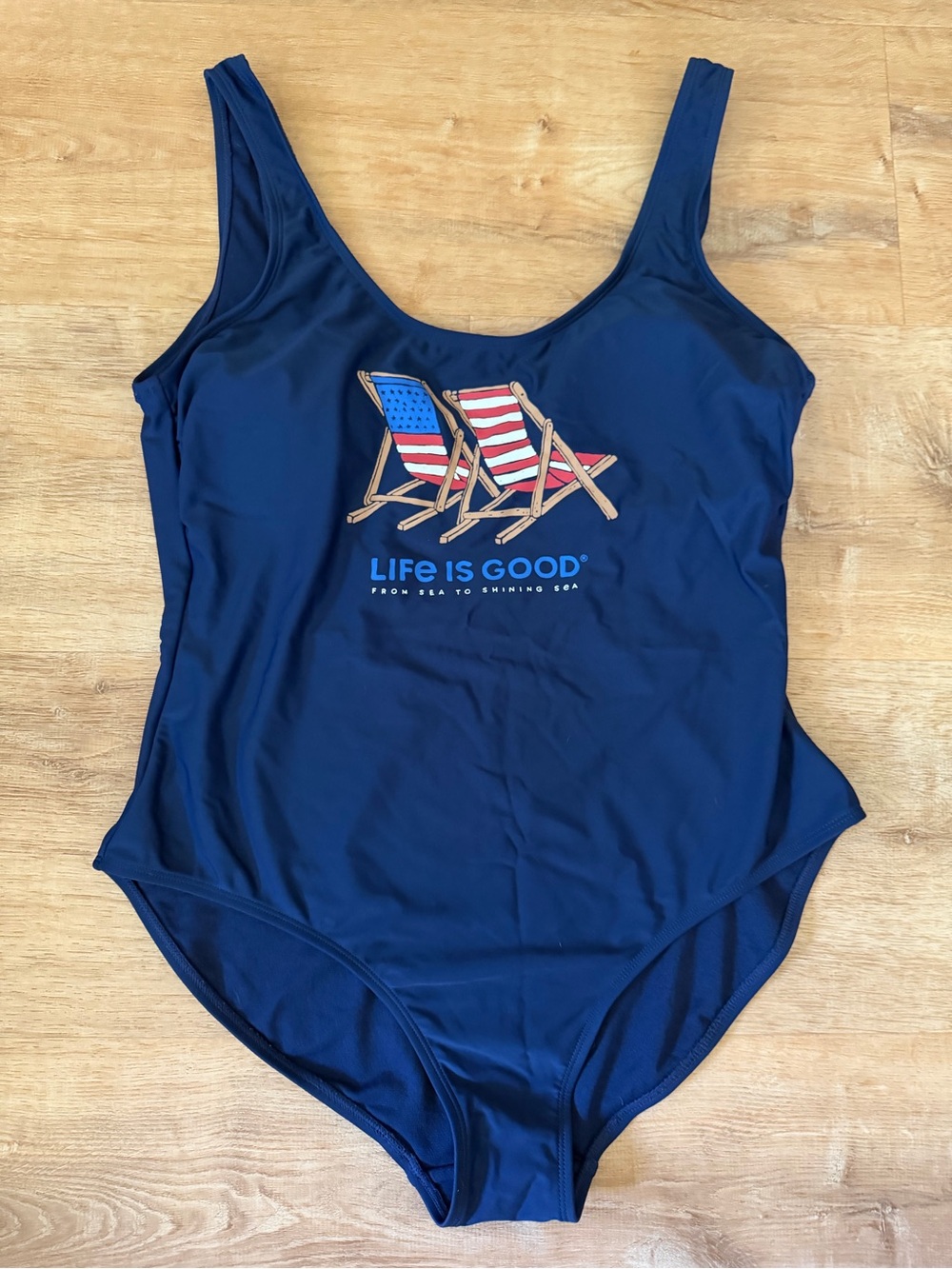 Life is Good | Americana USA Deck Chair Navy One Piece Swimsuit, large - Picture 3 of 10